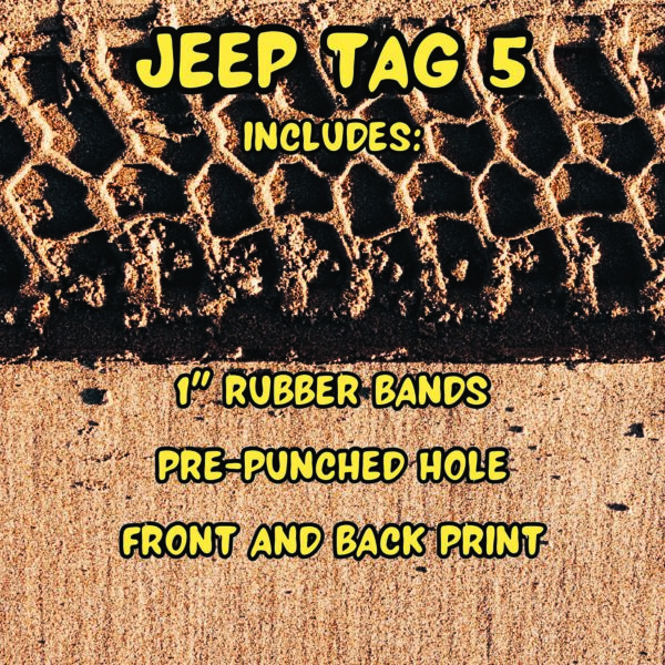 Jeep Tag 5 Inclues Rubber bands and hole punch