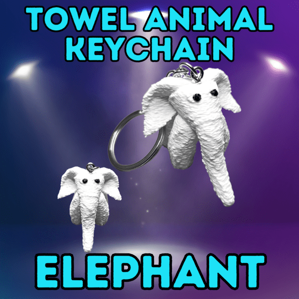 Towel Animal Keychain Elephant