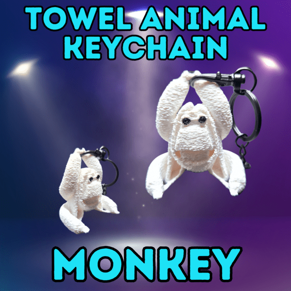 Towel Animal Keychain Monkey