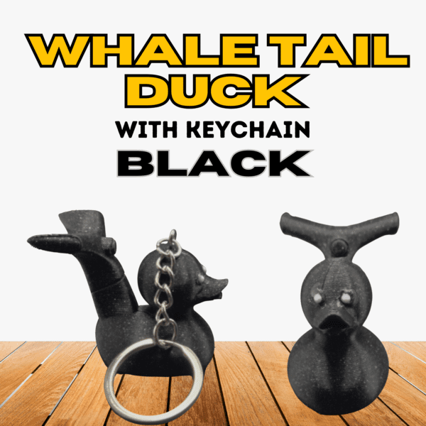 Black Whale Tail Duck Keychain