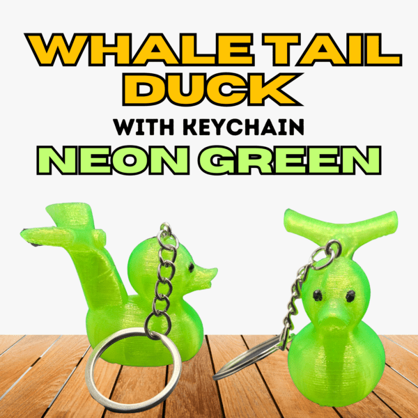 Neon Green Whale Tail Duck Keychain